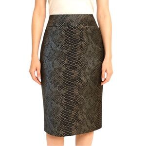 Penta Metallic Reptile Print Pencil Skirt